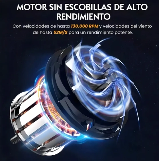 VENTILADOR TURBO SOPLADOR USB 130000 RPM 3 VELOCIDADES 200W RECARGABLE - 3