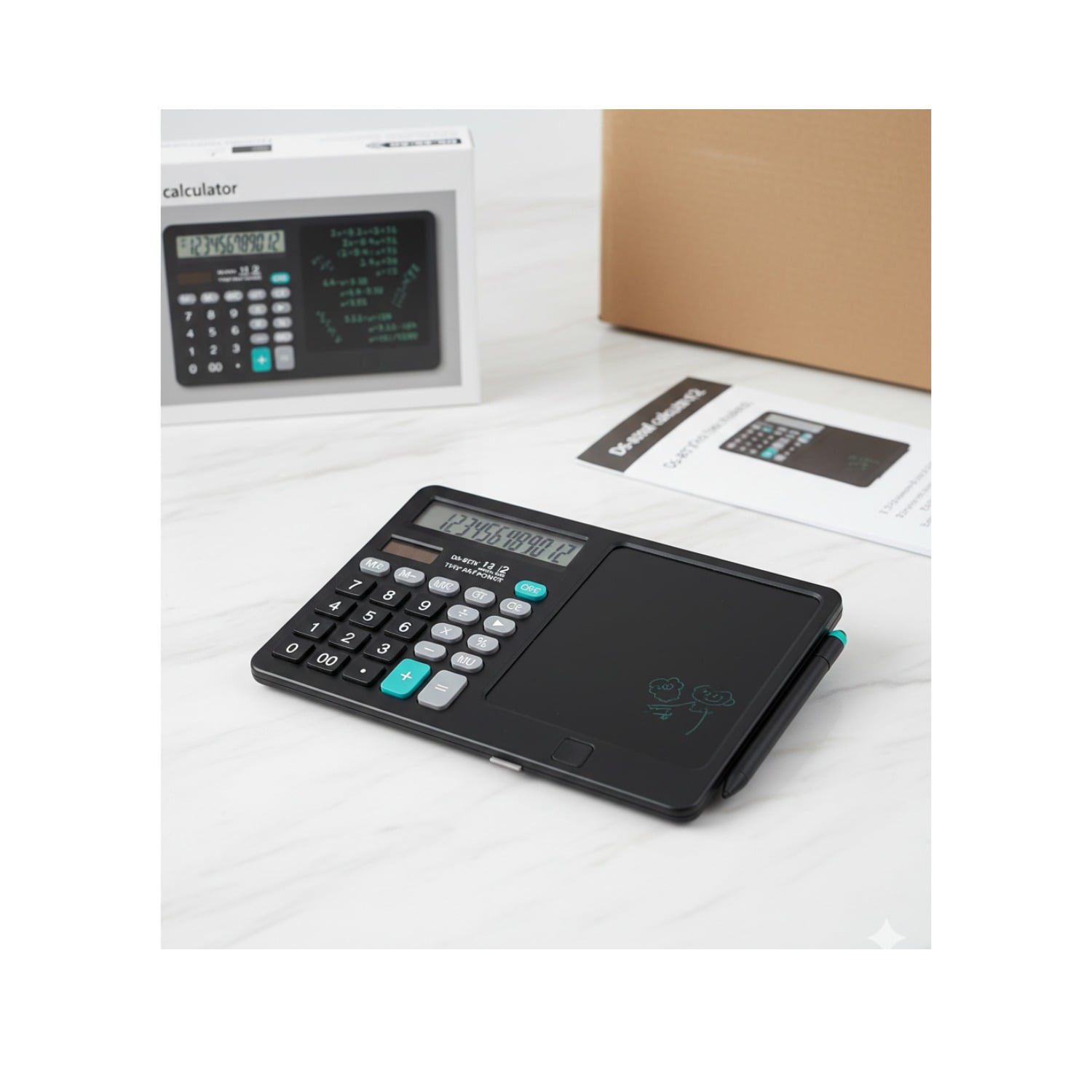 CALCULADORA CIENTIFICA BASICA 12 DIGITOS CON TABLET DE ESCRITURA LCD 6.5' Y LAPIZ CF - 2