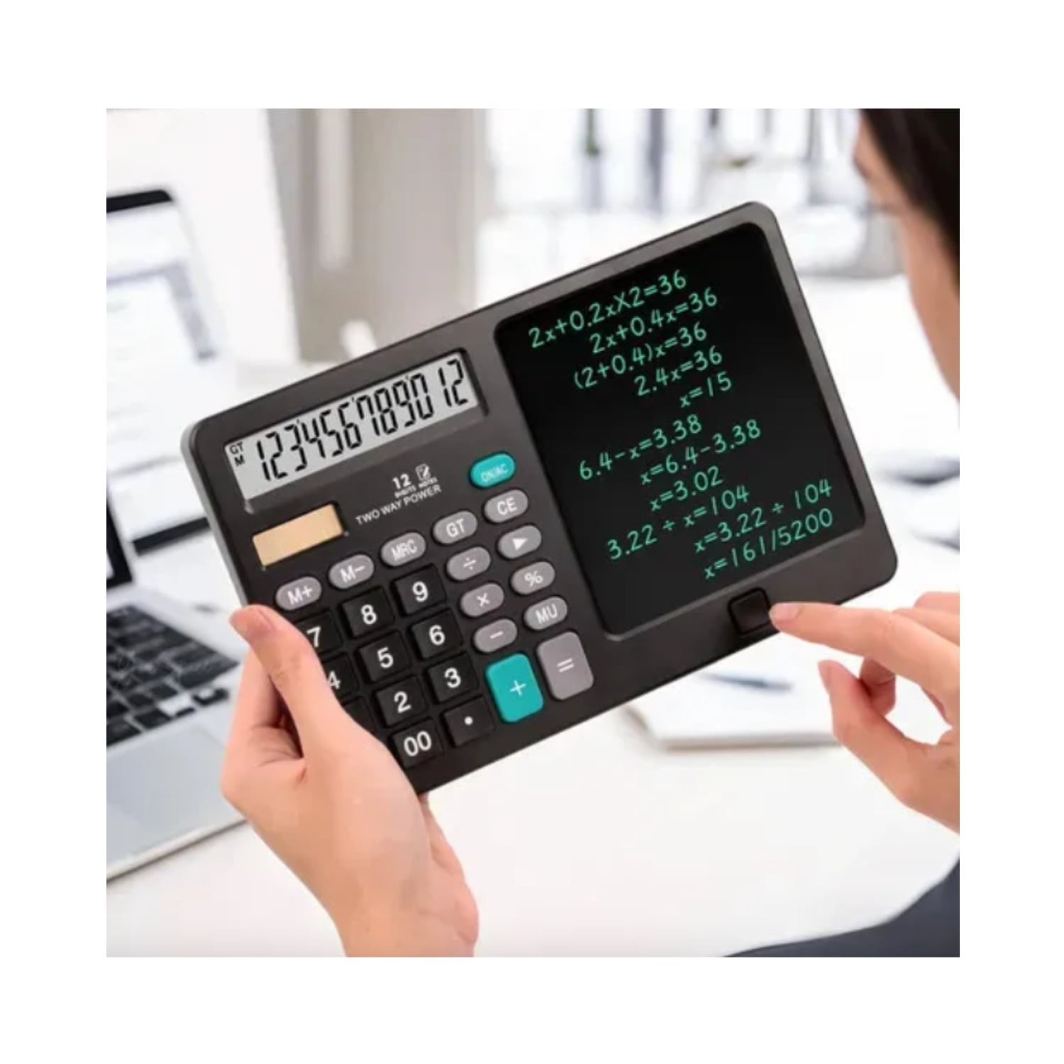 CALCULADORA CIENTIFICA BASICA 12 DIGITOS CON TABLET DE ESCRITURA LCD 6.5' Y LAPIZ CF - 4