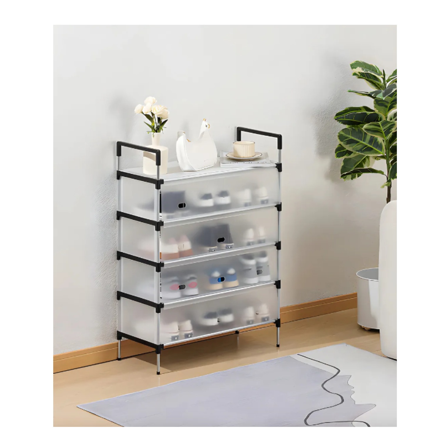 ZAPATERO ORGANIZADOR DE 5 NIVELES MULTIFUNCIONAL - ESTANTE MODERNO PARA CALZADO, CON TAPA POLVO CF - 1