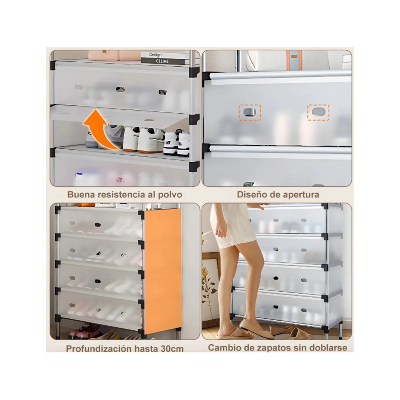 ZAPATERO ORGANIZADOR DE 5 NIVELES MULTIFUNCIONAL - ESTANTE MODERNO PARA CALZADO, CON TAPA POLVO CF - 3