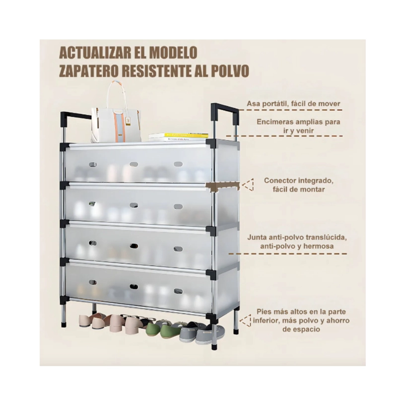 ZAPATERO ORGANIZADOR DE 5 NIVELES MULTIFUNCIONAL - ESTANTE MODERNO PARA CALZADO, CON TAPA POLVO CF - 4