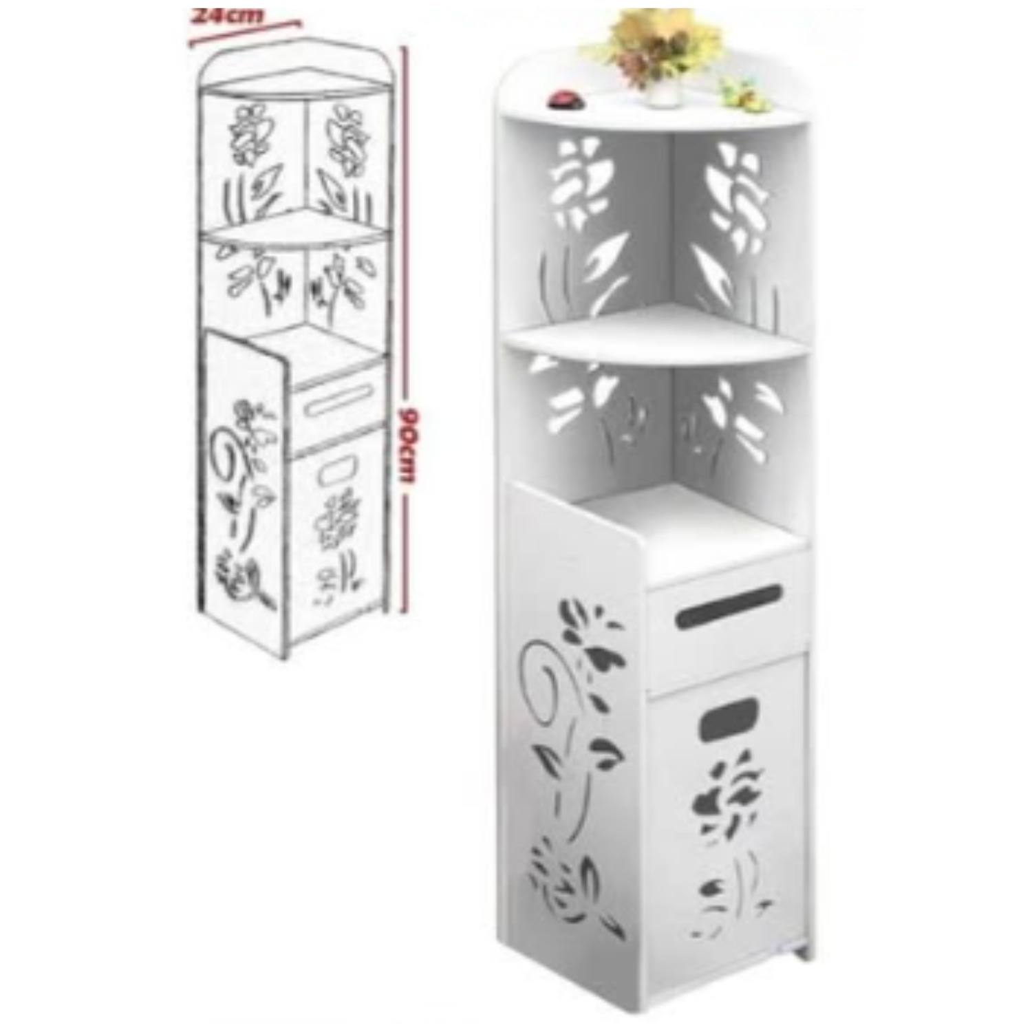 ESTANTE ORGANIZADOR ESQUINERO DE BAÑO MULTIFUNCIONAL BLANCO NV - 5