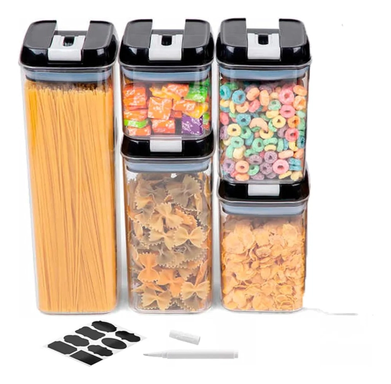 CONTENEDORES ALIMENTO HERMETICOS SET 5 APILABLE CIERRE FACIL  NV - 1