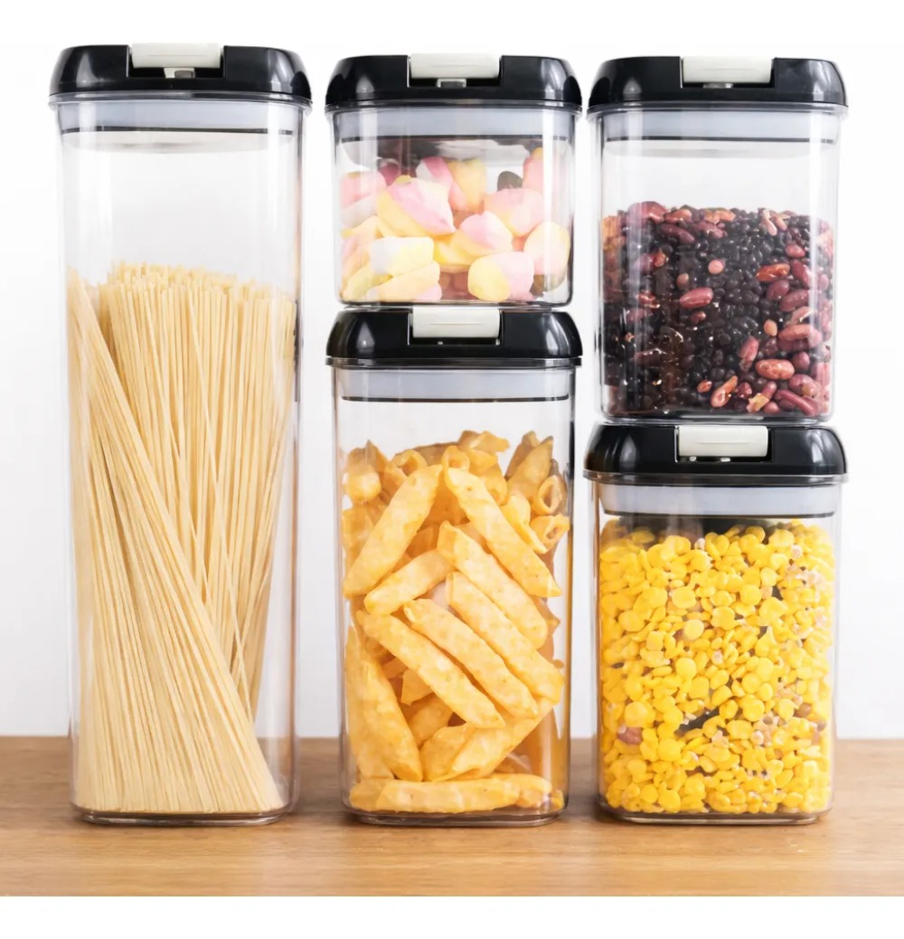 CONTENEDORES ALIMENTO HERMETICOS SET 5 APILABLE CIERRE FACIL  NV - 3