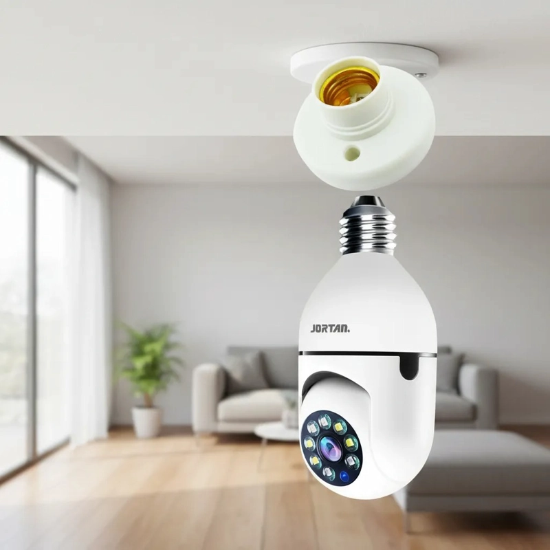 CAMARA IP AMPOLLETA MOTORIZADA 360° E27 1080P JORTAN 5G BLANCO MD COD9008 - 3
