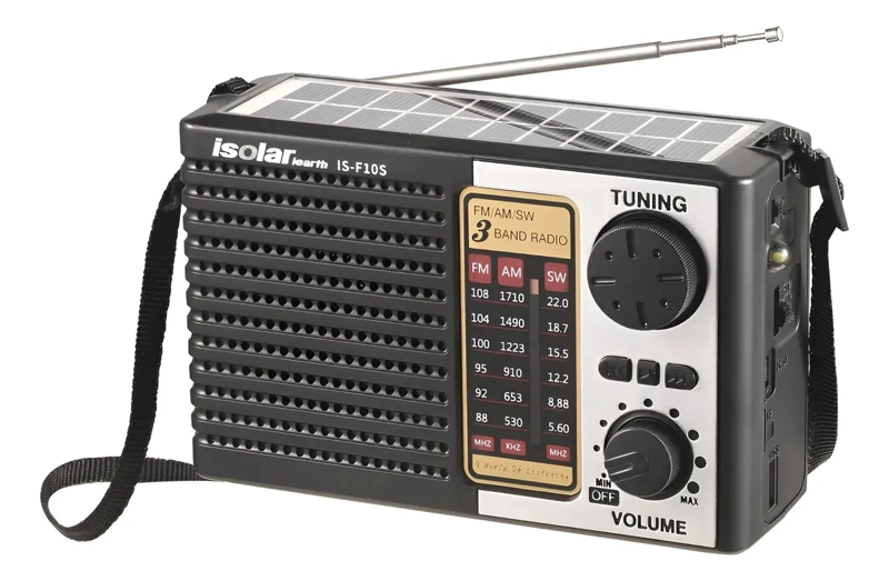 RADIO SOLAR PORTATIL MULTIFUNCIONAL | 3 BANDAS AM/FM/SW NEGRO TN - 1