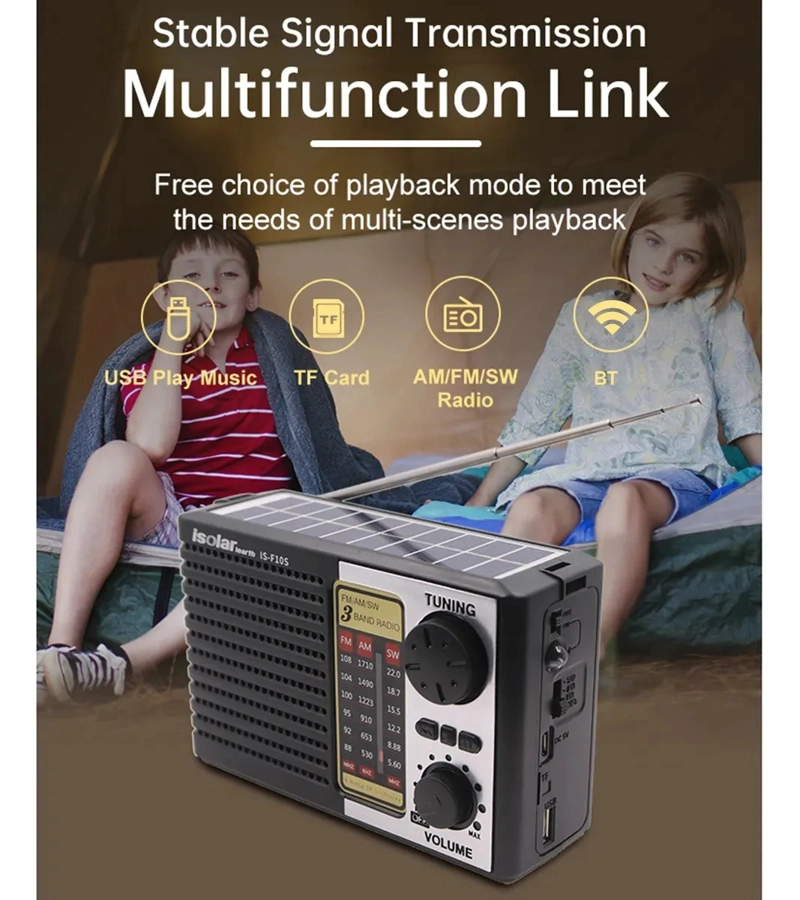 RADIO SOLAR PORTATIL MULTIFUNCIONAL | 3 BANDAS AM/FM/SW NEGRO TN - 2