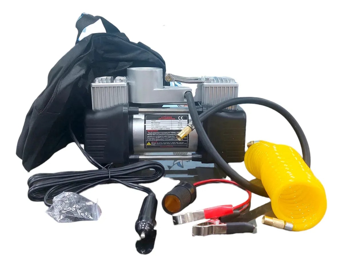 COMPRESOR DE AIRE PORTATIL 2 CILINDROS POTENCIA 4X4 NEGRO MONOFASICA TC - 3