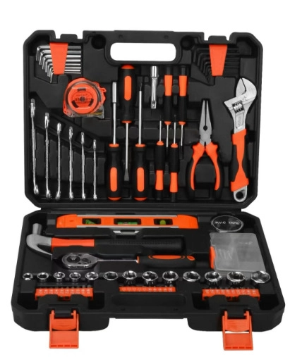 KIT CAJA DE HERRAMIENTA PROFESIONAL MULTIUSOS 100 PIEZAS NARANJA TC - 1