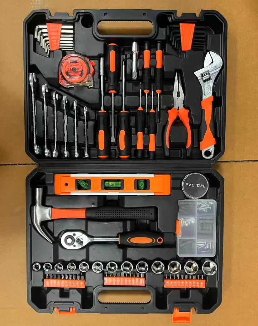 KIT CAJA DE HERRAMIENTA PROFESIONAL MULTIUSOS 100 PIEZAS NARANJA TC - 2