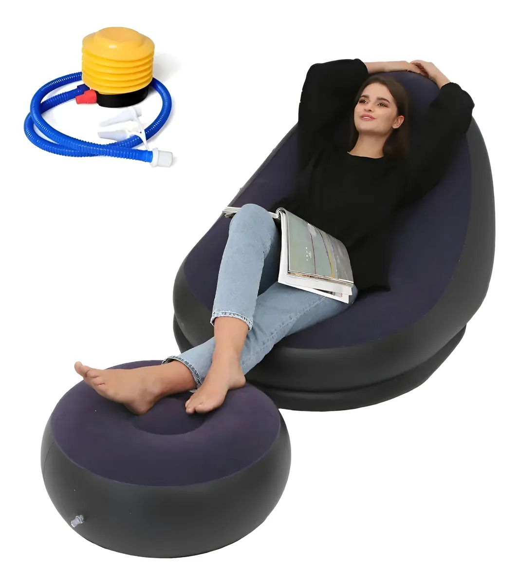 SILLON INFLABLE PUFF TUMBONA CON REPOSA PIES SOFA INFLABLE CF - 11