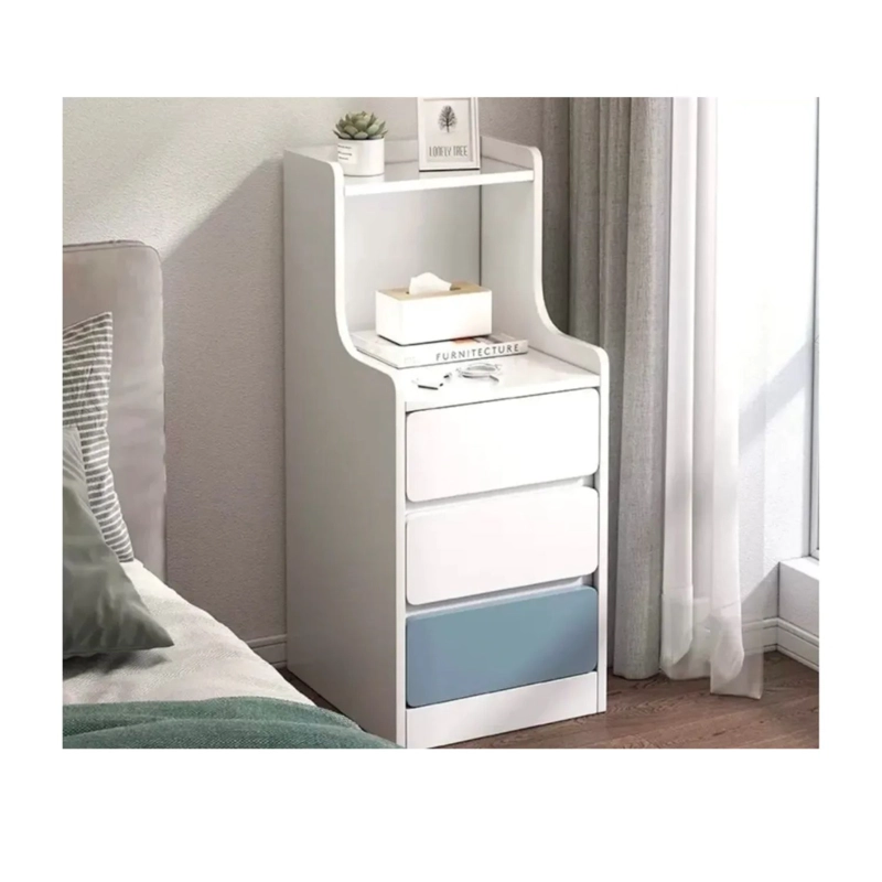 MESA DE NOCHE ESTANTE 3 CAJONES ALMACENAMIENTO DORMITORIO - 2