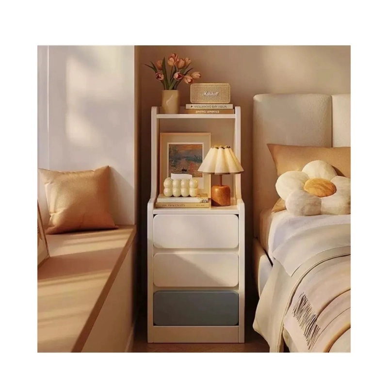 MESA DE NOCHE ESTANTE 3 CAJONES ALMACENAMIENTO DORMITORIO - 3