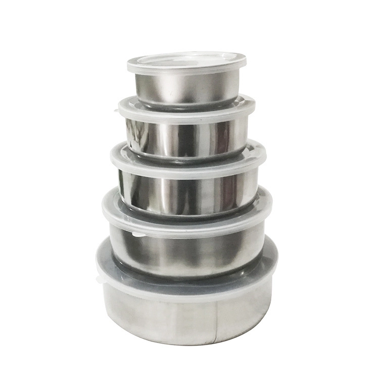 SET 5 CONTENEDOR TUPPER TAPPER BOWL DE ACERO INOXIDABLE PLATEADO TC - 2