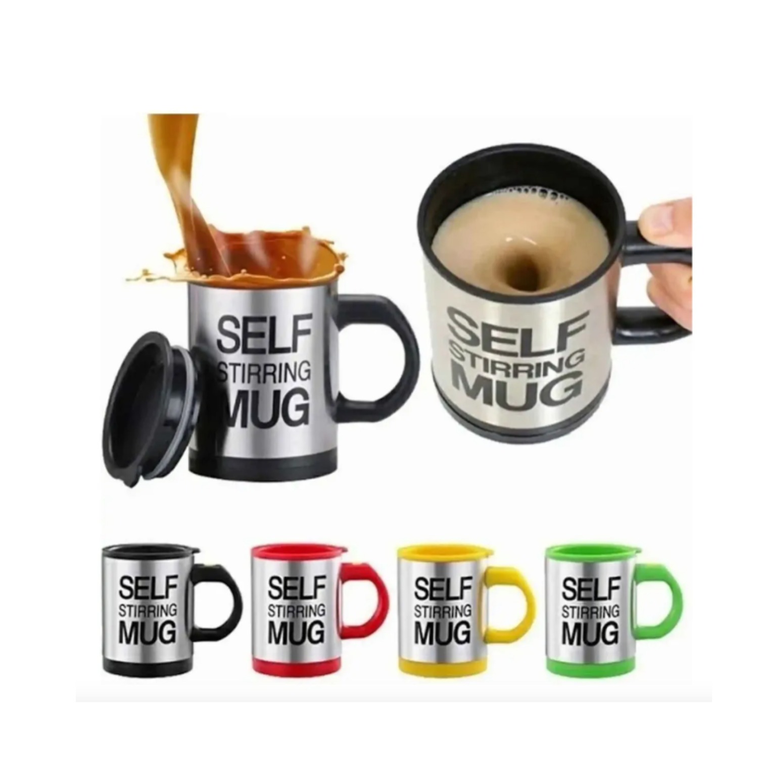 TAZA MEZCLADORA AUTOMATICA SELF STIRRING MUG  ACERO INOXIDABLE Y TE RMICA COLORES SURTIDOS CF - 1