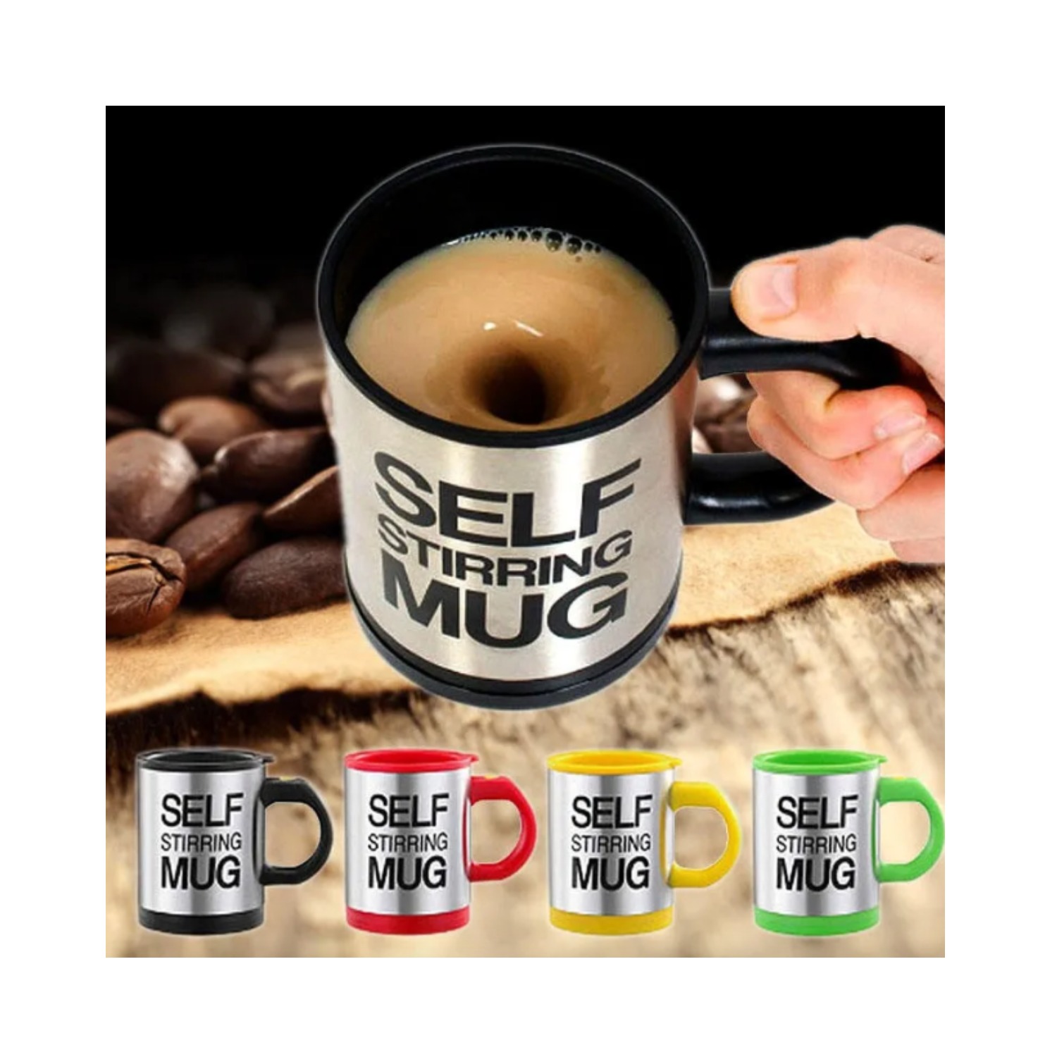 TAZA MEZCLADORA AUTOMATICA SELF STIRRING MUG  ACERO INOXIDABLE Y TE RMICA COLORES SURTIDOS CF - 2