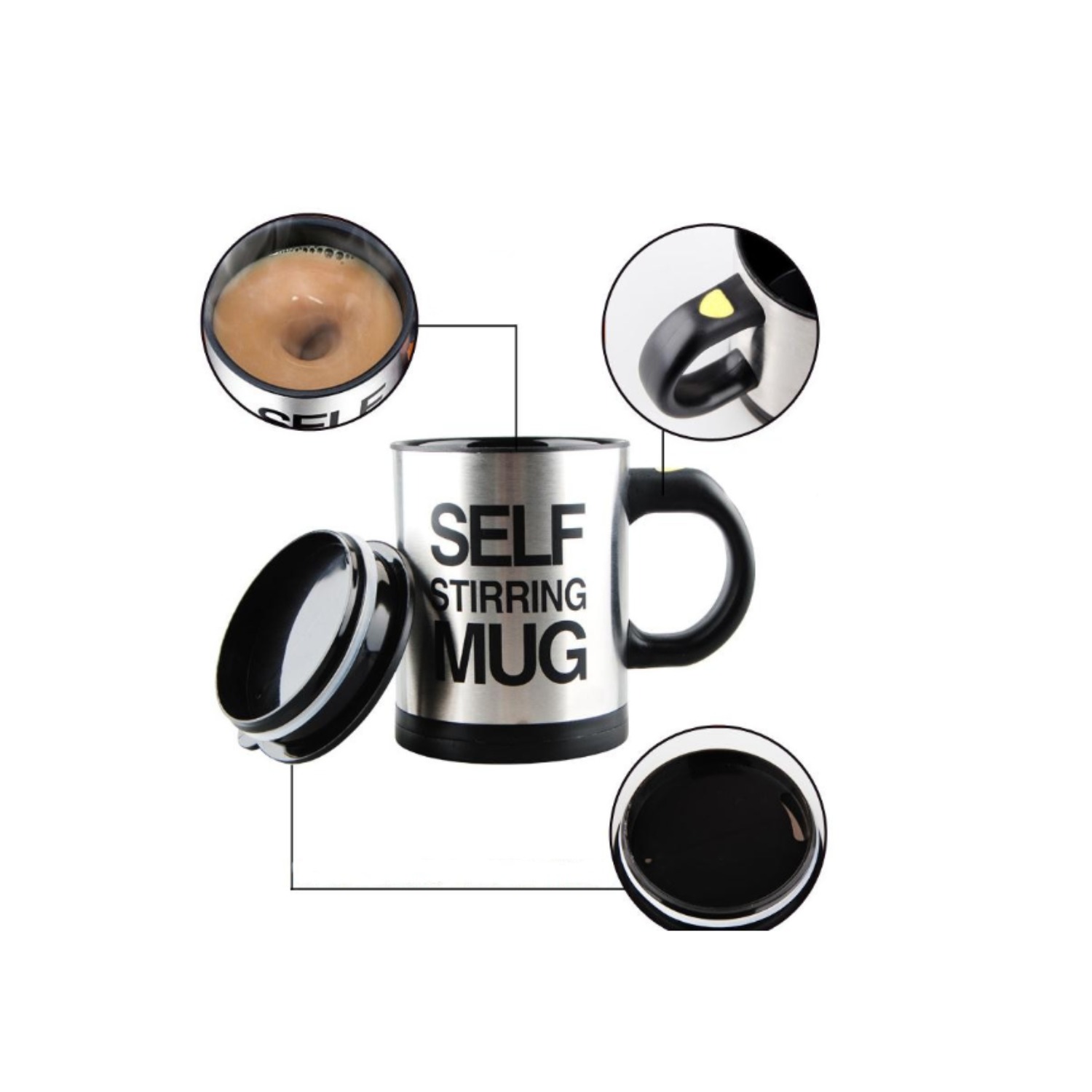 TAZA MEZCLADORA AUTOMATICA SELF STIRRING MUG  ACERO INOXIDABLE Y TE RMICA COLORES SURTIDOS CF - 5