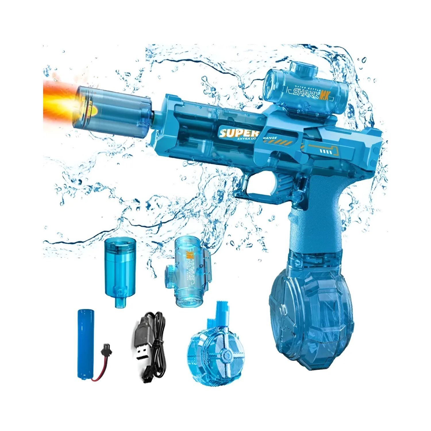 JUGUETE DE AGUA ELE CTRICA CON LUZ LED JUGUETE VERANO NIÑOS AZUL - 1