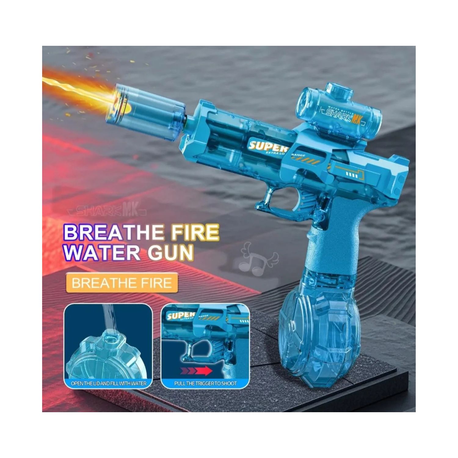 JUGUETE DE AGUA ELE CTRICA CON LUZ LED JUGUETE VERANO NIÑOS AZUL - 7