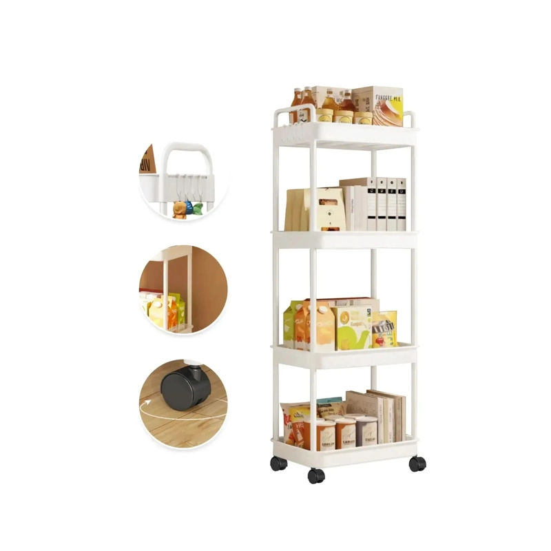 Carrito Organizador De Almacenamiento 4 Niveles Con Ruedas - Color Crema - 1