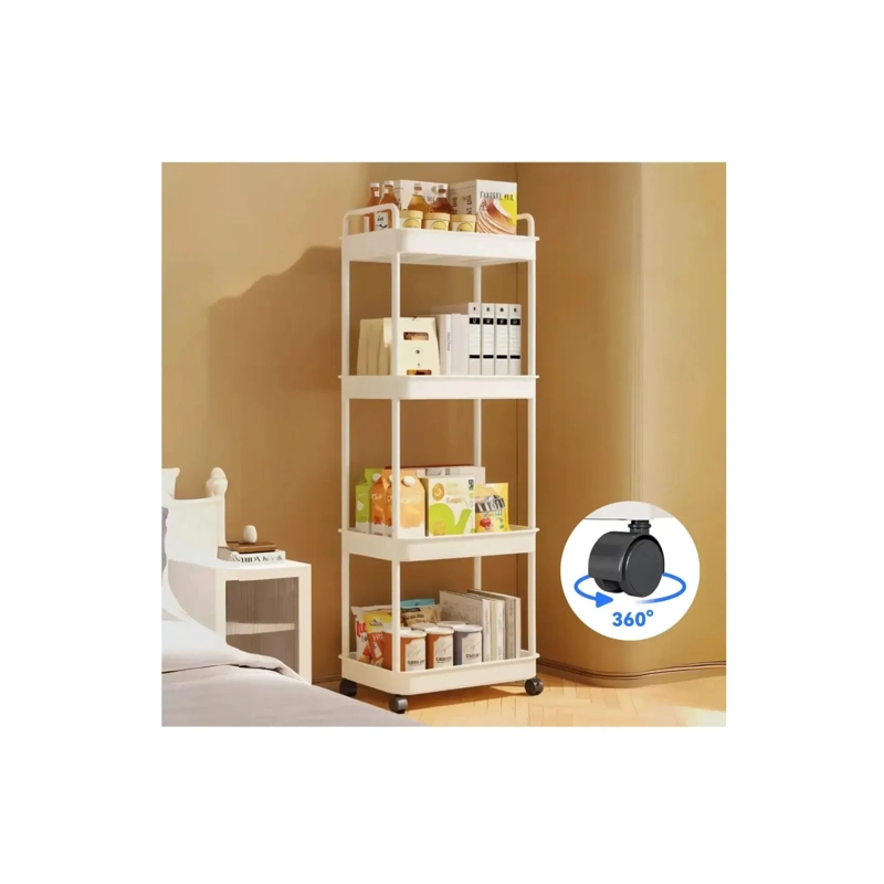 Carrito Organizador De Almacenamiento 4 Niveles Con Ruedas - Color Crema - 2