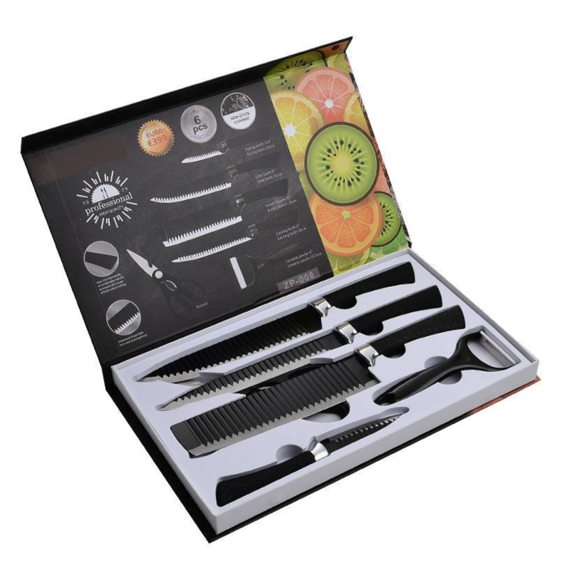 SET DE CUCHILLOS DE COCINA PROFESIONALES DE 6 PIEZAS | HOJAS DE ACERO INOXIDABLE CON RECUBRIMIENTO - 2