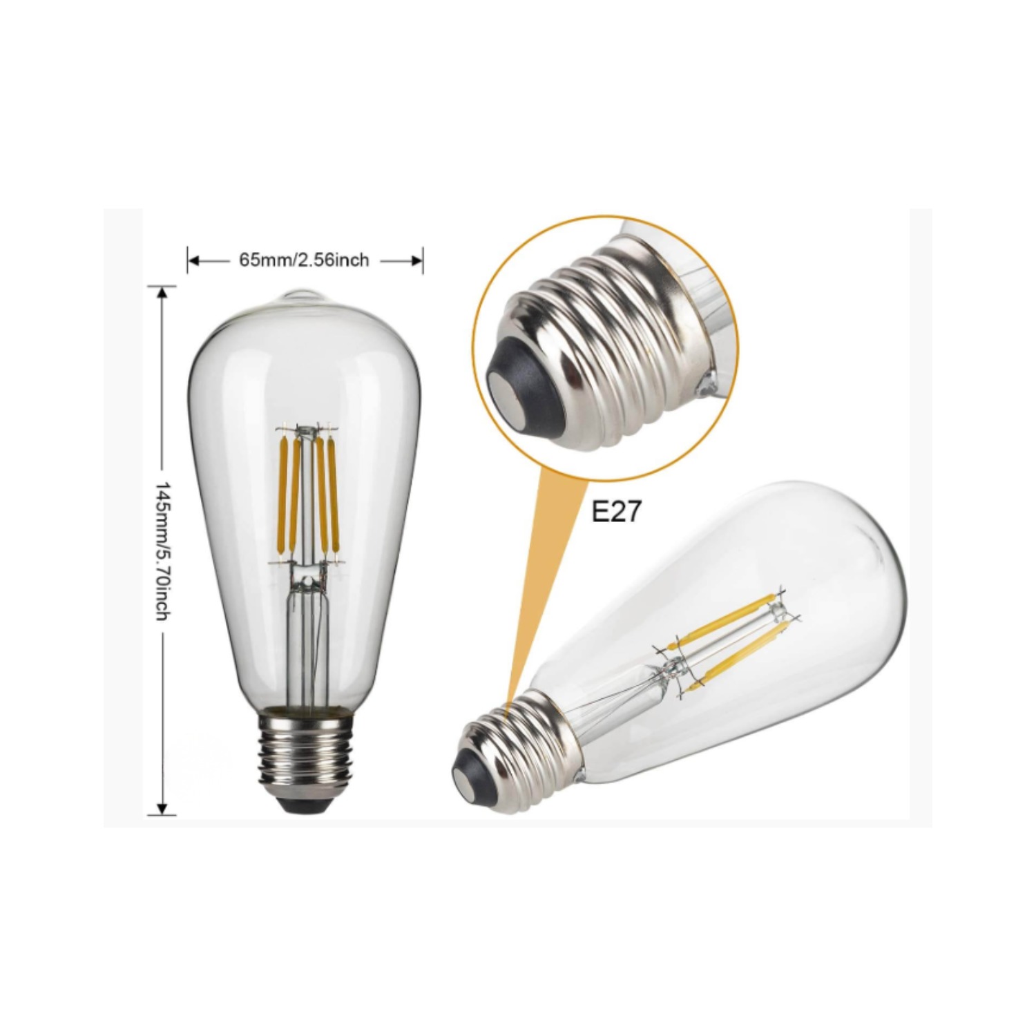 AMPOLLETA LED VINTAGE IRM FILAMENTO 4W LUZ CALIDA E27 ST64 MD COD09609 - 3