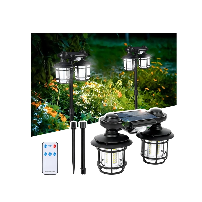 FAROL LAMPARA SOLAR EXTERIOR DOBLE SENSOR MOVIMIENTO 192 COB + CONTROL - 1