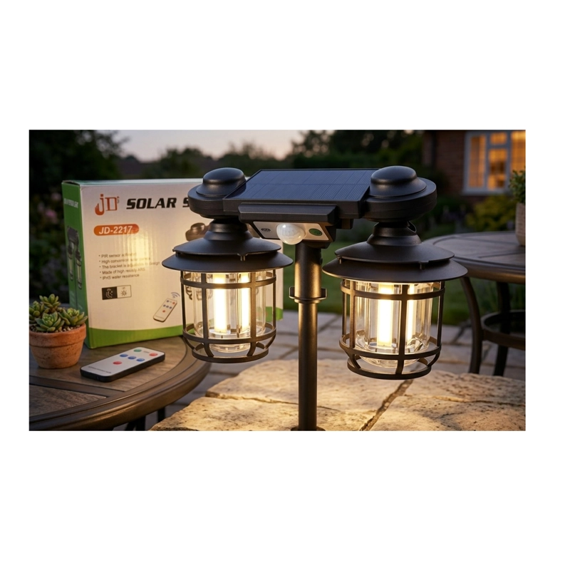 FAROL LAMPARA SOLAR EXTERIOR DOBLE SENSOR MOVIMIENTO 192 COB + CONTROL - 6
