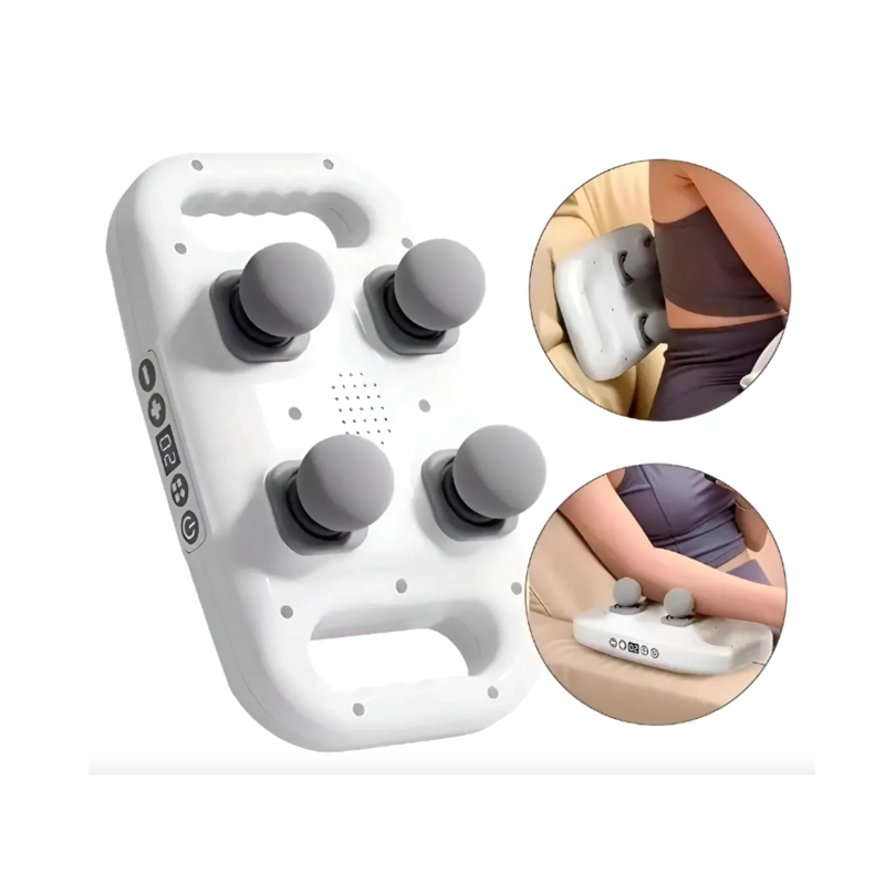 MASAJEADOR CERVICAL Y CORPORAL RECARGABLE CON 4 CABEZALES DE PERCUSION COLOR BLANCO - 2