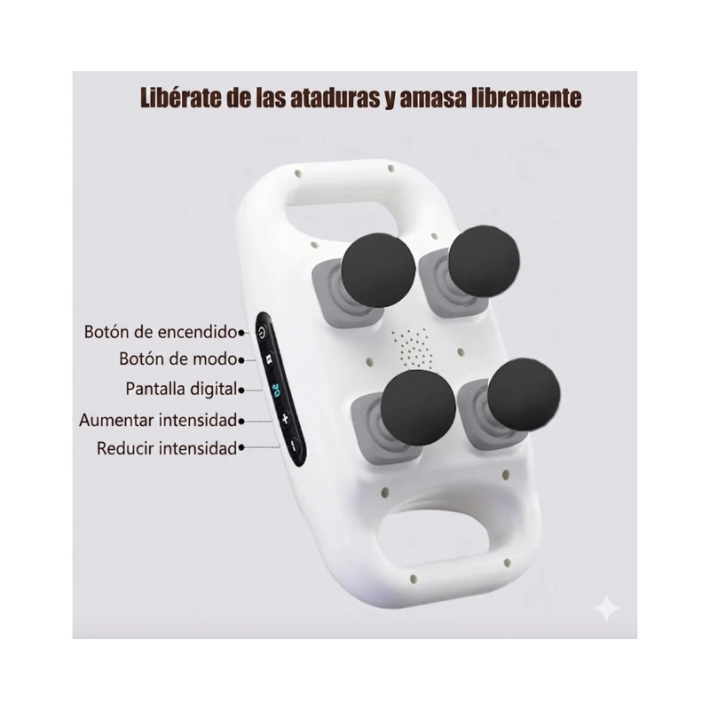 MASAJEADOR CERVICAL Y CORPORAL RECARGABLE CON 4 CABEZALES DE PERCUSION COLOR BLANCO - 6