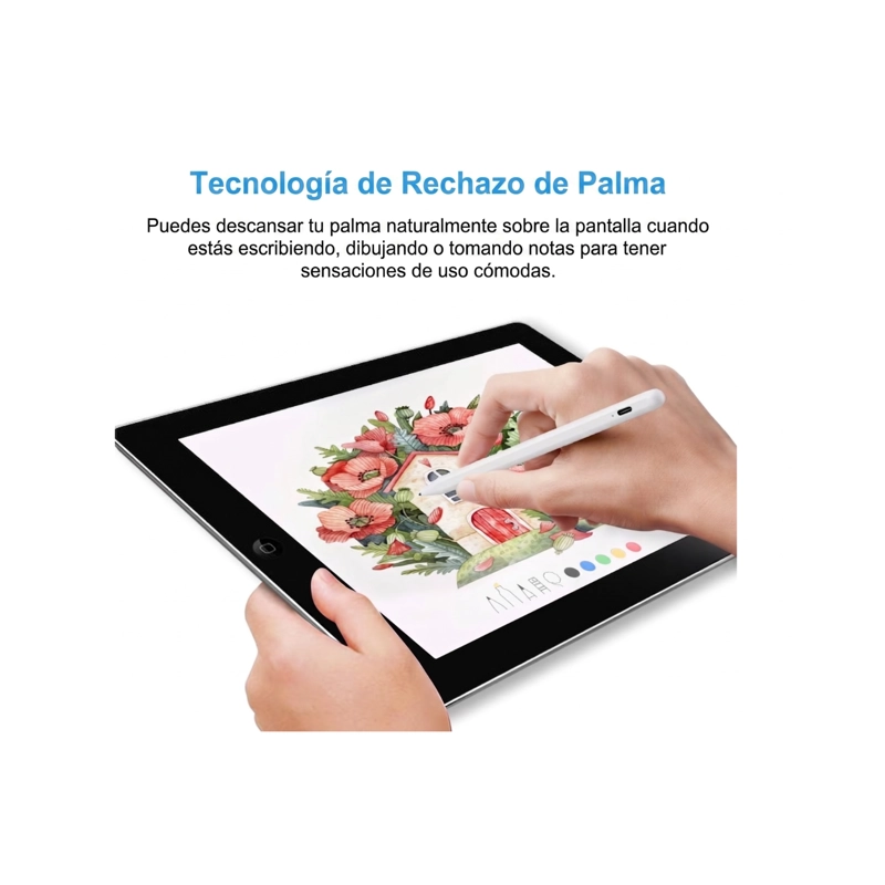 LAPIZ STYLUS PEN ACTIVO UNIVERSAL - PUNTA FINA 1.2MM CON RECHAZO DE PALMA Y CARGA USB-C - 3