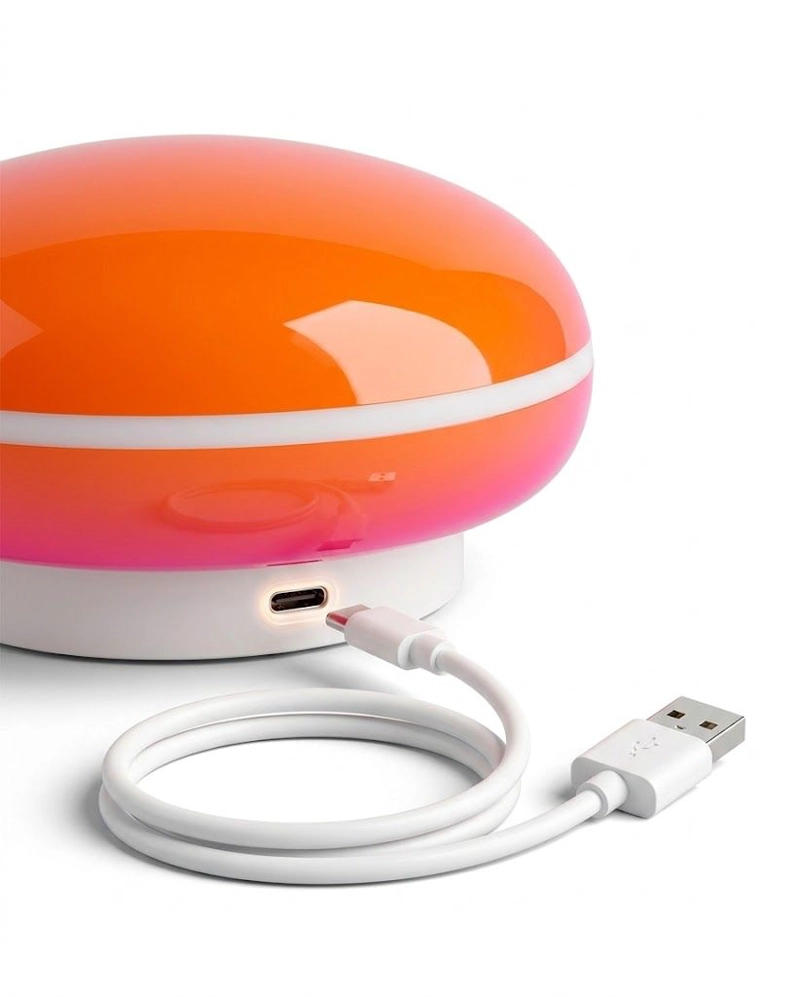 LAMPARA LED DONA NARANJA INALAMBRICA USB-C TOUCH MESA PARED - 3