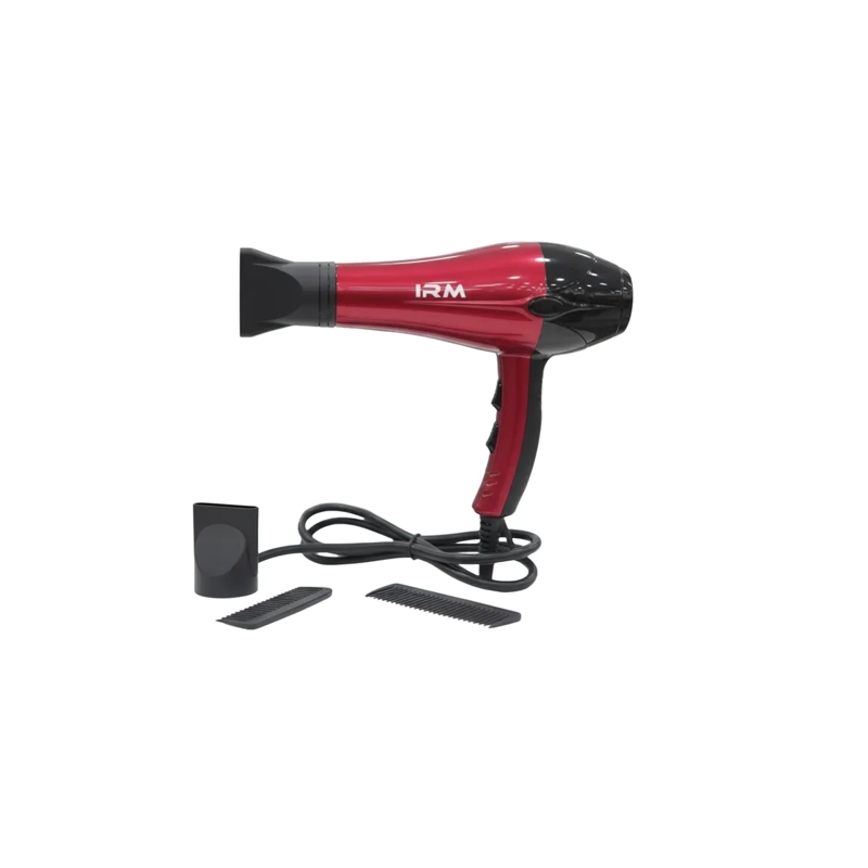 SECADOR DE CABELLO PROFESIONAL 3000W IRM 3 ACCESORIOS COLOR ROJO Y NEGRO - 3