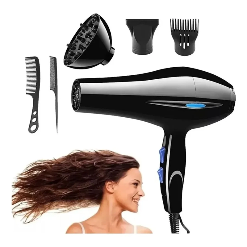 SECADOR DE CABELLO PROFESIONAL 4 VELOCIDADES VOLUMINIZADOR NEGRO - 6
