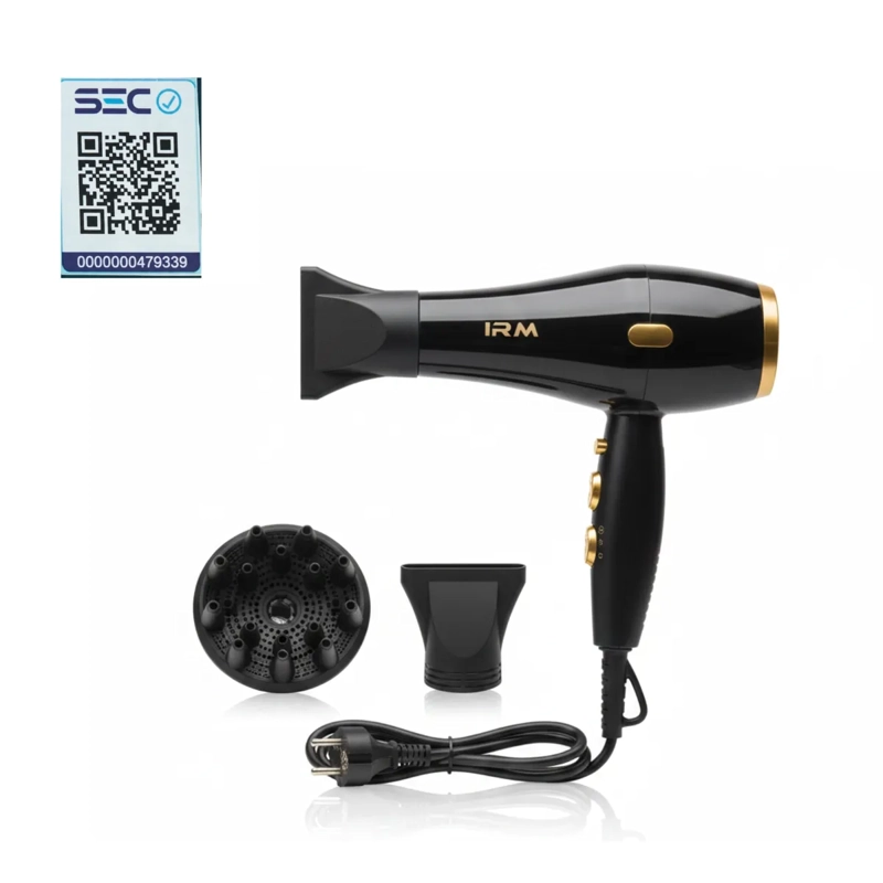 SECADOR DE PELO PROFESIONAL DE 5000W  ALTA POTENCIA COLOR NEGRO DORADO - 1