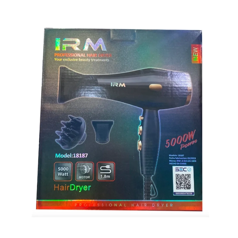 SECADOR DE PELO PROFESIONAL DE 5000W  ALTA POTENCIA COLOR NEGRO DORADO - 3