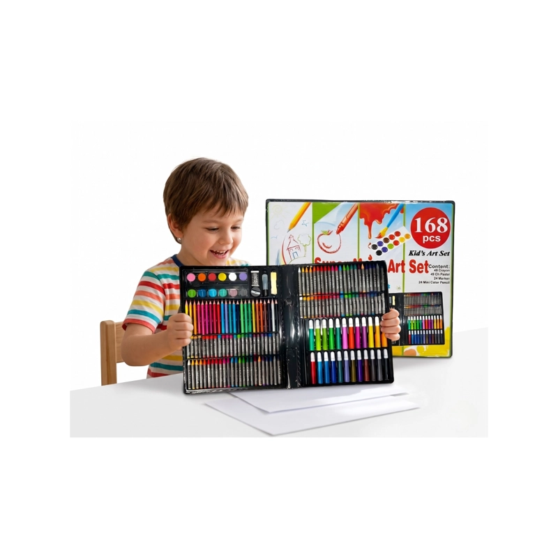 SET DE ARTE Y PINTURA PARA NIÑOS MALETIN 168 PIEZAS - KIT DE DIBUJO - 1