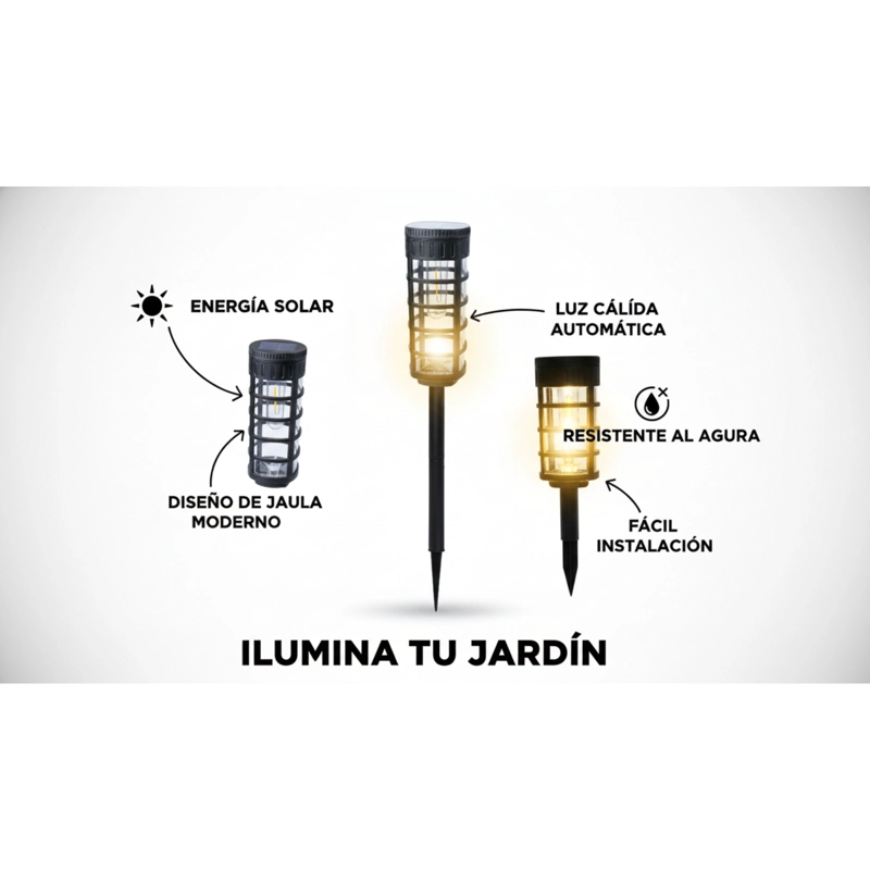 FOCO SOLAR ESTACA Y PARED 2 EN 1 - SENSOR DE MOVIMIENTO, LUZ LED CALIDA Y RESISTENTE AL AGUA - 3