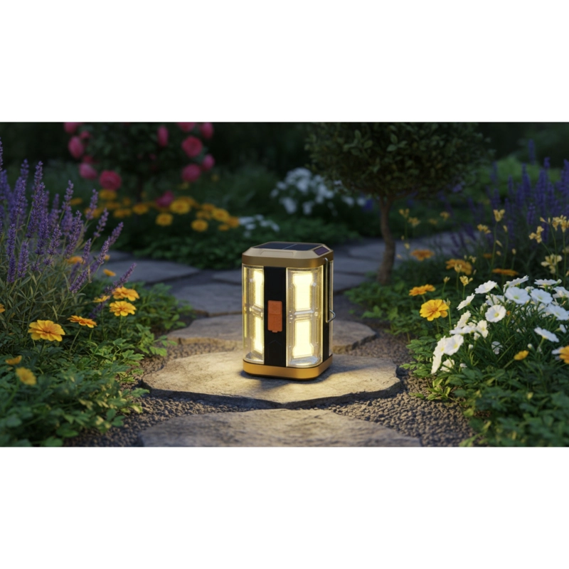 LAMPARA LED SOLAR 4 POTENTES LUCES CALIDAS Y PANEL INTEGRADO - 4