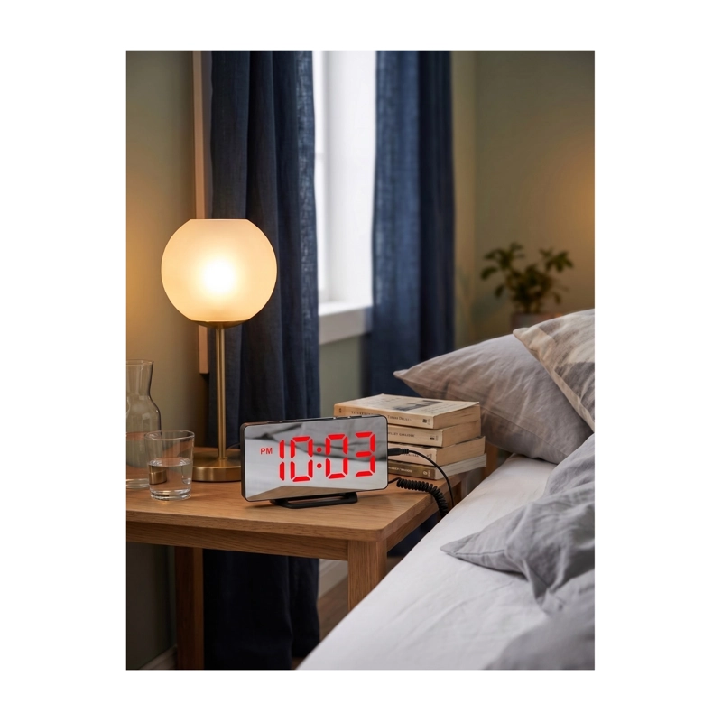 RELOJ DESPERTADOR DIGITAL LED MIRROR EFECTO ESPEJO - 3