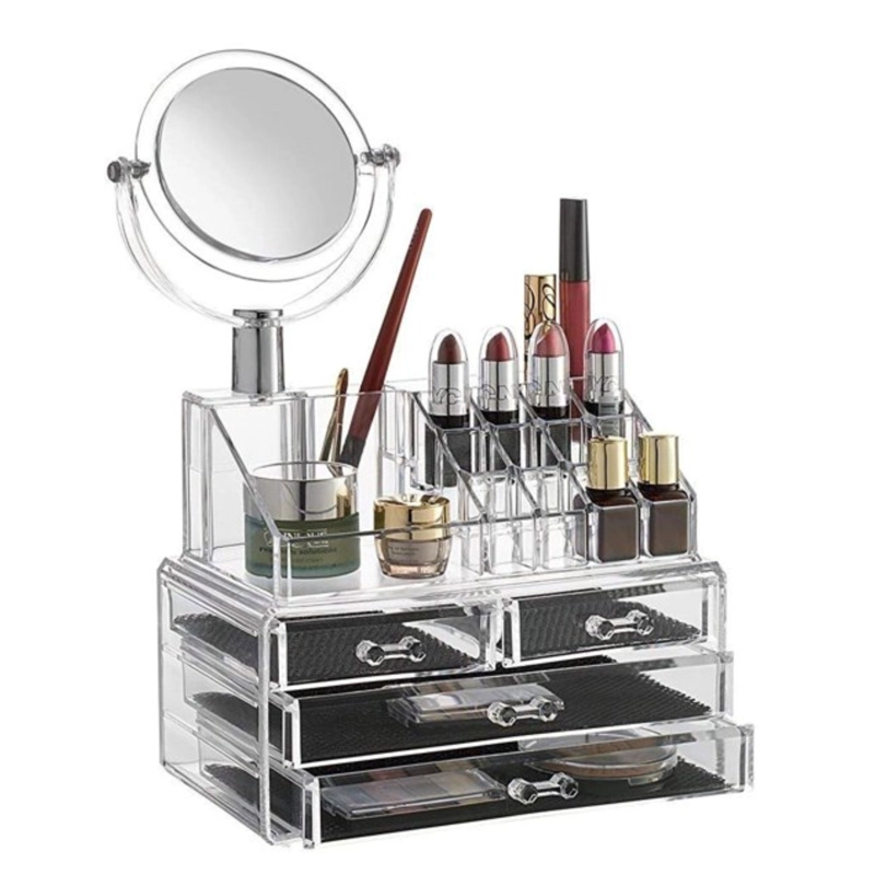 ORGANIZADOR DE MAQUILLAJE COSMETIQUEROJOYERO + ESPEJO - 1