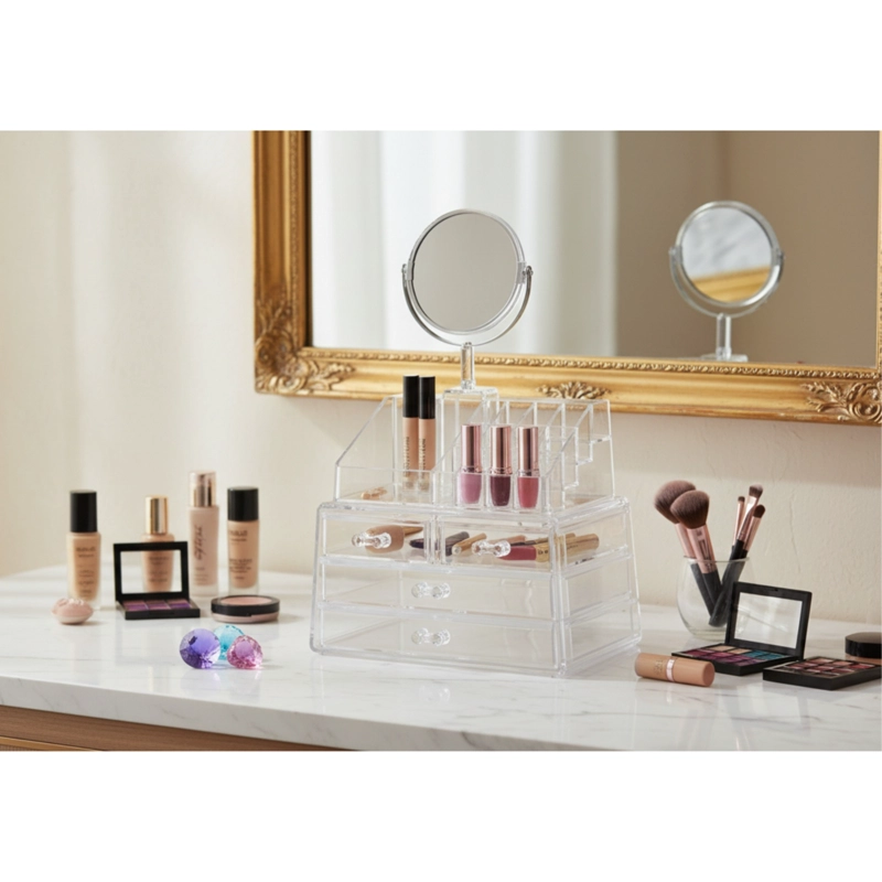 ORGANIZADOR DE MAQUILLAJE COSMETIQUEROJOYERO + ESPEJO - 2