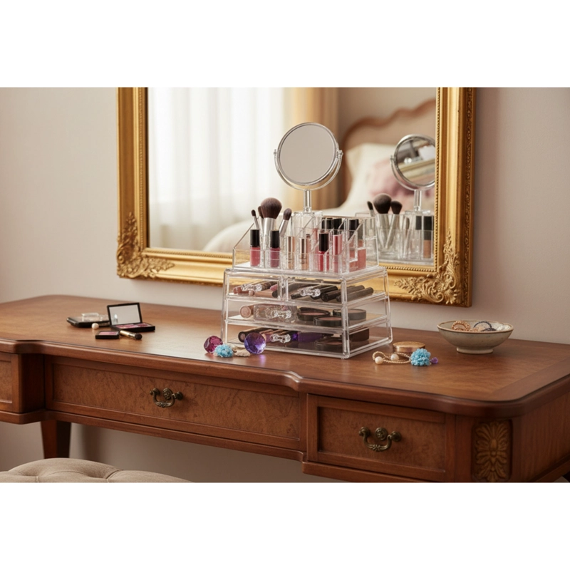 ORGANIZADOR DE MAQUILLAJE COSMETIQUEROJOYERO + ESPEJO - 4