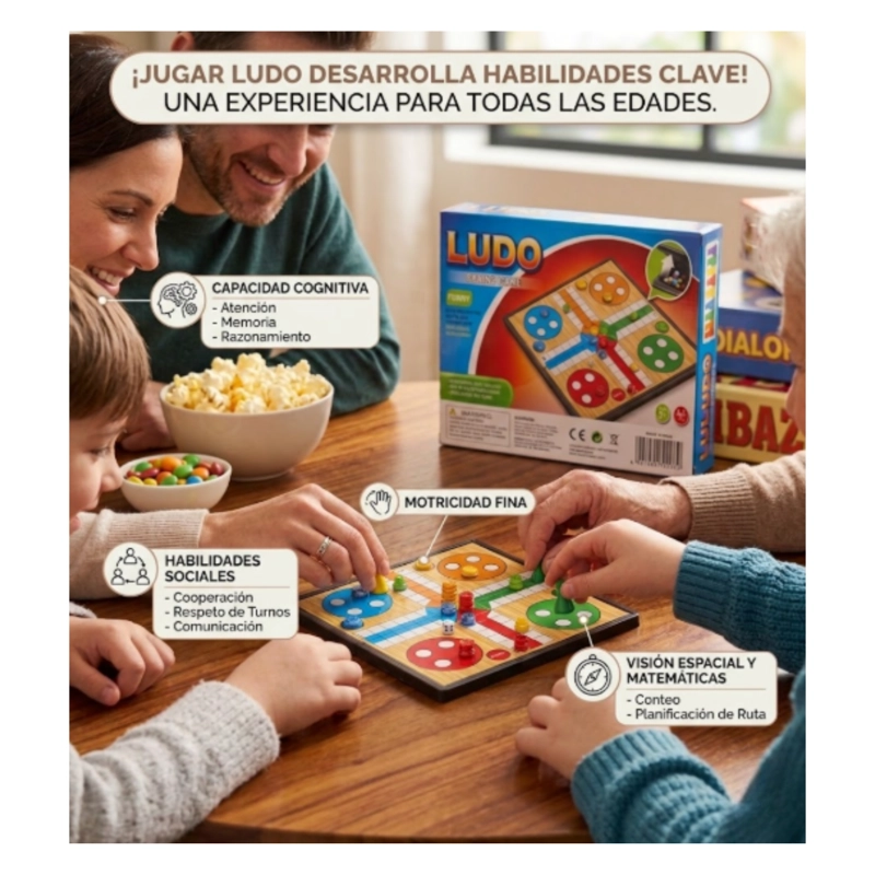 JUEGO DE MESA LUDO FAMILIAR PORTATIL Grande - ENTRETENIMIENTO Y ESTRATEGIA - 5
