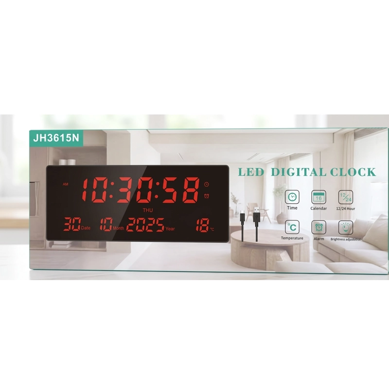 RELOJ MURAL DIGITAL LED JH3615N FECHA TEMPERATURA Y ALARMA - 5