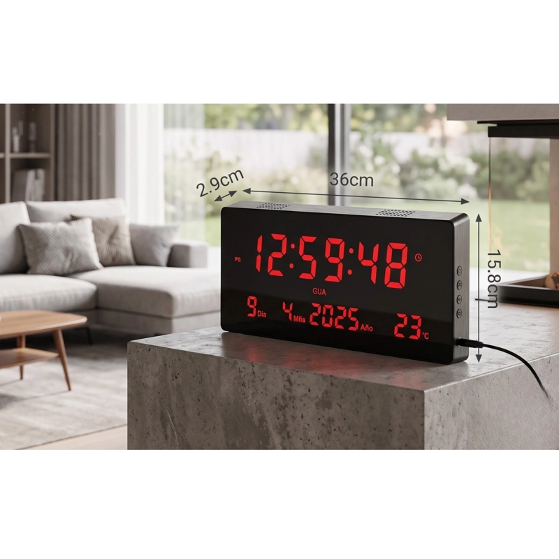 RELOJ MURAL DIGITAL LED JH3615N FECHA TEMPERATURA Y ALARMA - 6