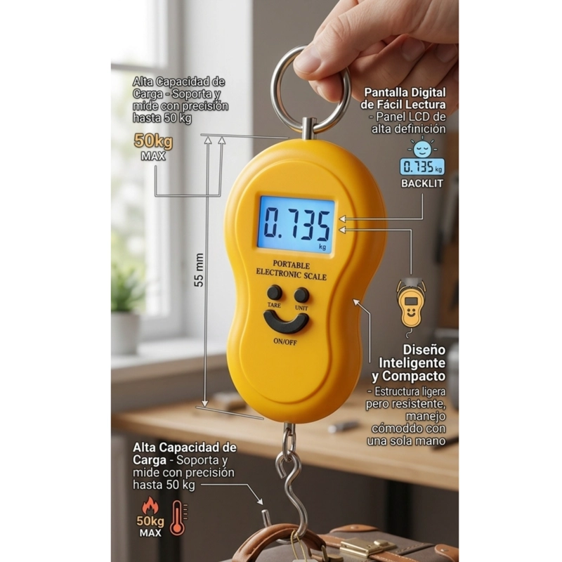 MINI BALANZA ELECTRONICA PORTATIL CAPACIDAD MAXIMA 50KG - 2