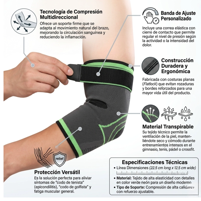 CODERA DEPORTIVA SOPORTE DE CODO COMPRESION MULTIDIRECCIONAL - 2